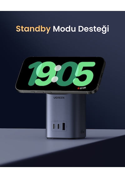 Ugreen Nexode Qi2 65w Standlı Magsafe Wireless Masaüstü Şarj Cihazı, 2xusb-c, 1xusb-a, 55321