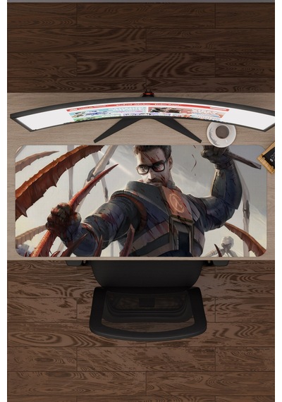 Half Life Kaymaz Dikişli Kauçuk Oyuncu Mousepad V3 - 90x40 Xxl Gaming Mouse Pad Fare Altlığı