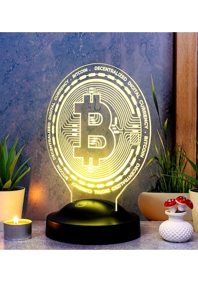 Bitcoin Led Masa Lambası, Bitcoin Hediye, Bitcoin Para Şeklinde Lamba, Kripto Dekoratif Aydınlatma