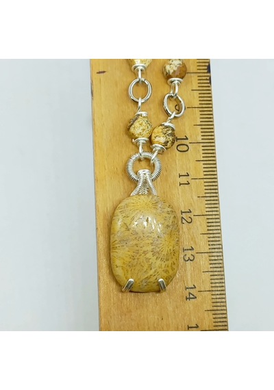 1636 Fosil Mercan El Yapımı Kolye Siyah