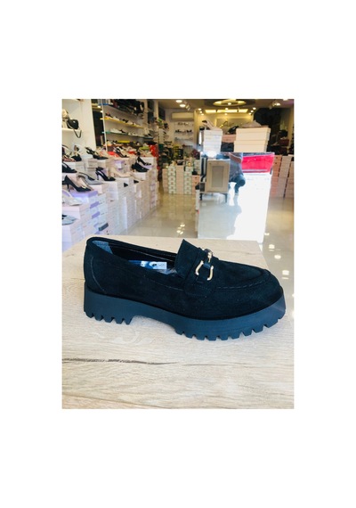 Punto Ac572512 Süet Loafer Tokalı Günlük Kadın Ayakkabı Siyah