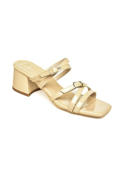 Fox Shoes U590031908 Bej Rugan Kalın Topuklu Kadın Terlik Bej
