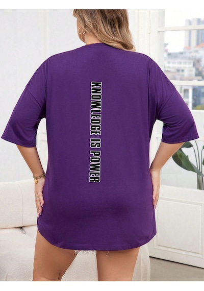 Uyguntarz Unisex Knowledge İs Power Baskılı Tasarım Tshirt Mor