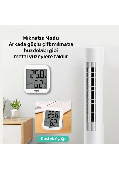 İç Mekan Dijital Isı Ve Nem Ölçer Beyaz Termometre Wvt17 Thermometer