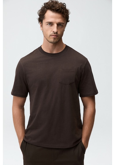 Grimelange Pasco Erkek Cepli Kısa Kollu Kahverengi T-shirt
