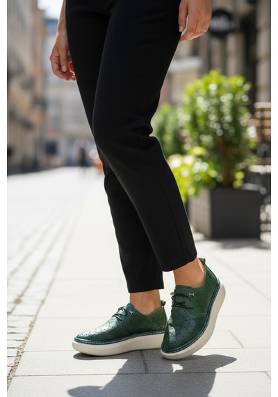 Dosa Shoes Kadın Ortapedik Deri Ayakkabı-taba Yeşil