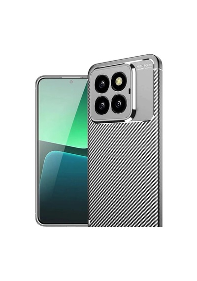 Jenerik Xiaomi Mi 14t Pro Kılıf Auto Focus Karbon Kapak - Gri