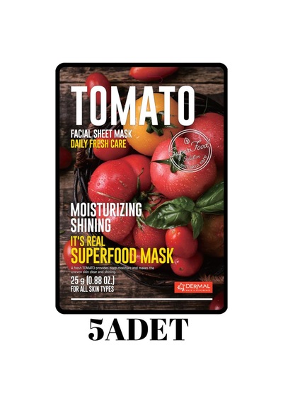 DERMAL 5 ADET Superfood Domates Maskesi I Parlaklık  ve Nem Veren