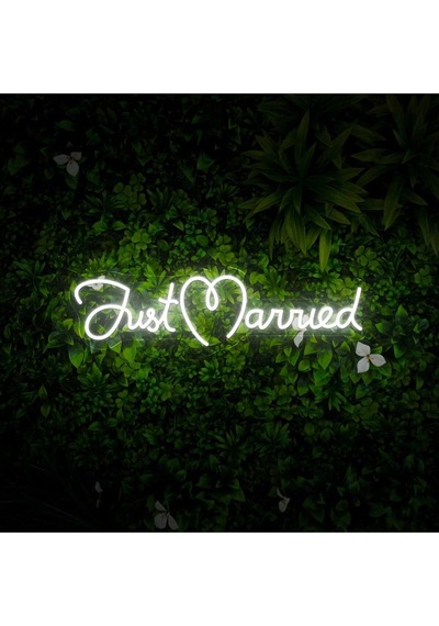 Just Marrıed Yazılı Neon Tabela Beyaz