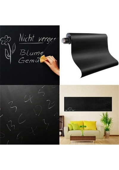Büyük Boy Yapışkanlı Kara Tahta Tebeşir Hediyeli 100x30cm Genel
