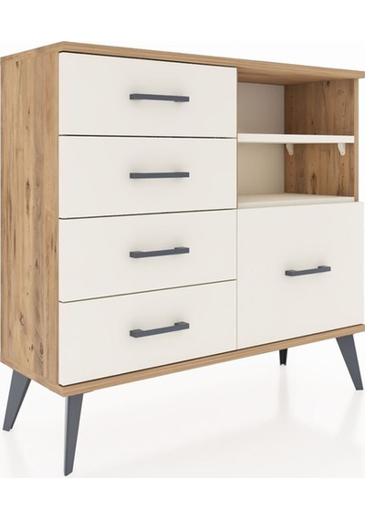 Arges Şifonyer 2 Raflı 5 Çekmeceli 88x30x80 Çam-aytaşı Aytaşı