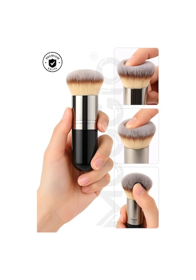 Lexroo Trio Sentetik Kıllı Makyaj Fırça Seti, Fondöten, Kapatıcı Ve Allık Kabuki Fırçası, 3'lü Set