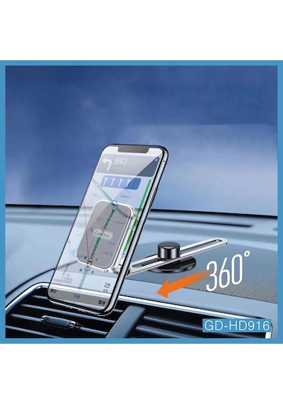 Araba Araç İçi Telefon Tutucu Go Des GD-HD916 Magnetik Dönebilen Torpido Üstü Düz Zemin Tasarım