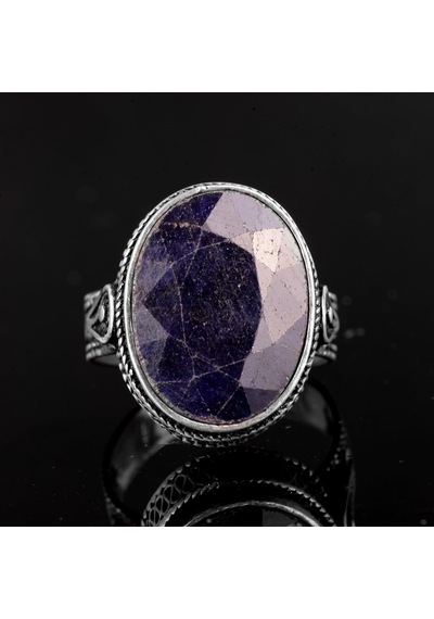 Gerçek Doğal Mavi Safir Taşlı Yüzük, 925 Ayar Gümüş Yüzük Gümüş