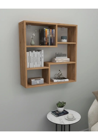 Reyo Enda Home Myra09 5 Bölmeli Modern Duvar Rafı, Mutfak Rafı Atlantik Çam Atlantik Çam