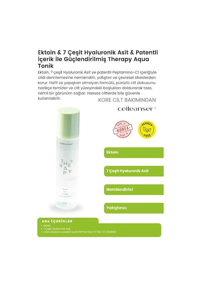 Ektoin Ve 7 Çeşit Hyaluronik Asit İle Güçlendirilmiş Nemlendirici Ve Yatıştırıcı Therapy Aqua Tonik