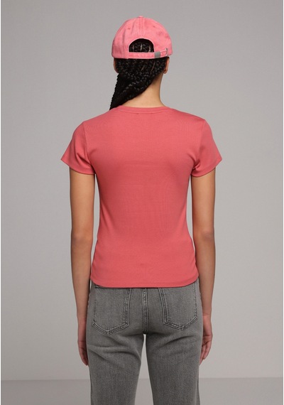 Colin's Colins Slim Fit Yuvarlak Yaka Düz Kadın Kirmizi Kısa Kol Tişört Cl1073597 Q1.v2 Crl Mercan