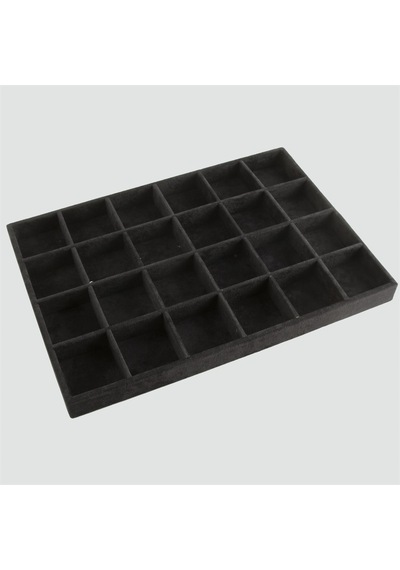 Yerli Üretim Süet Kumaş Siyah Renk 34 Cm / 24 Cm 24 Bölmeli Çekm Siyah