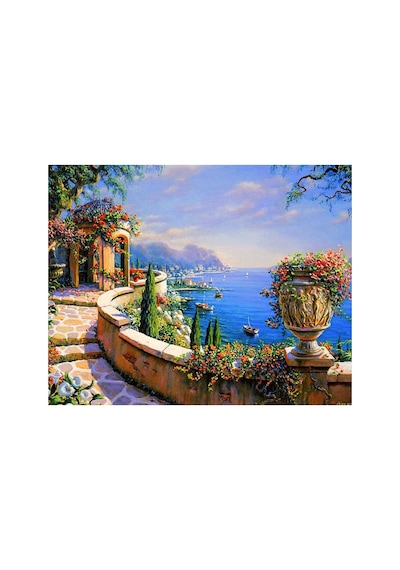 Çiçekli Taş Yol Çerçevesiz 90x110 Sayılarla Boyama Hobi Seti Diğer