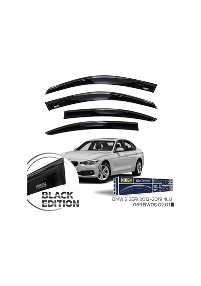 Niken Bmw 3 Serisi F30 Cam Rüzgarlığı Siyah Kromlu 4'lü 2012+ Sonrası
