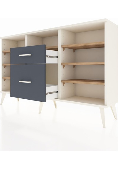 Arges Konsol 7 Raflı 2 Çekmeceli 132x30x83 Aytaşı-çam/antrasit Çam/antrasit