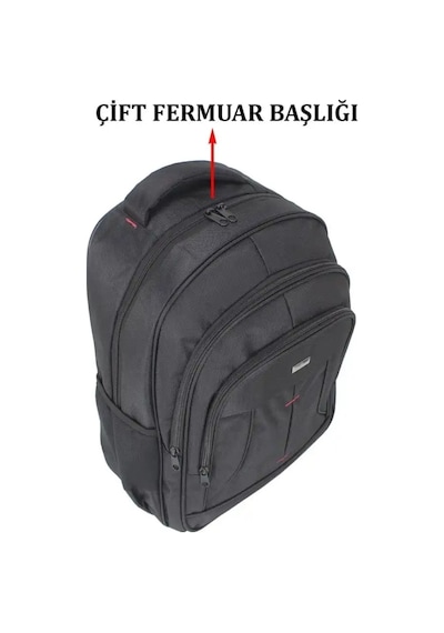 Case Club 2114 Büyük Boy 17 İnç Laptop Bölmeli Sırt Çantası Siyah