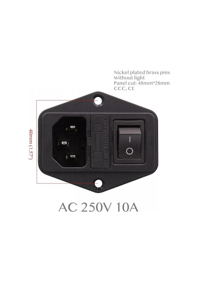 Ic-214 Bilgisayar Power Soket Erkek Anahtarlı + Fuseli Kulaklı 5 Adet