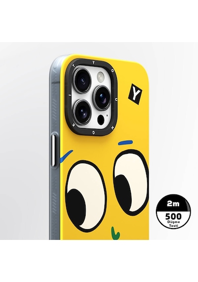 Apple Uyumlu iPhone 15 Pro Max Kılıf Magsafe Özellikli Sunshine Tasarımlı Youngkit Daily Happy Serisi Sarı