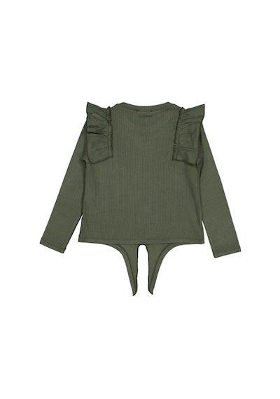 Civil Girls Omuz Fırfırlı 6-9 Yaş Sweatshirt - Haki