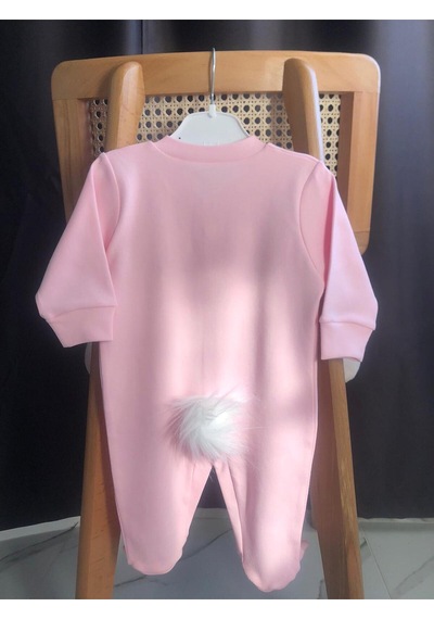 %100 Pamuk Pembe Patikli Tavşan Tulum Takımı