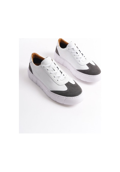 Mubiano Hakiki Deri Erkek Spor Ayakkabı & Sneaker Gri/beyaz -mbkry506-grb Gri/beyaz