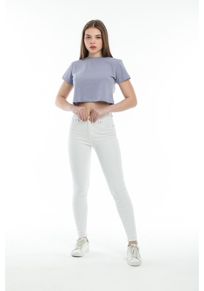 Kadın Crop Örme Tişort Spr21y13 001