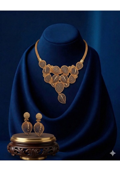 Ottoman Altın Kaplama Kolye Küpe Takı Seti Özel Gün Kombini