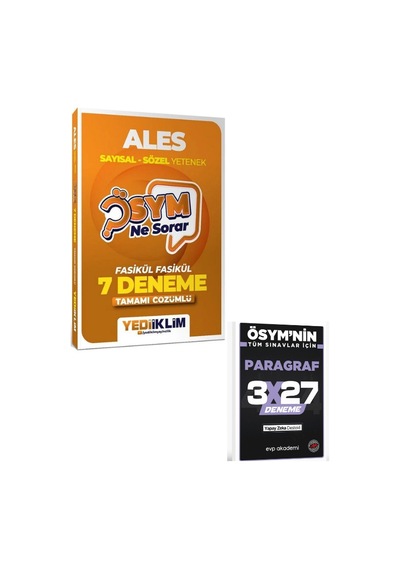 Yediiklim 2027 Ales Ösym Ne Sorar 7 Deneme Fasikül Çözümlü+ Evp Akademi Paragraf