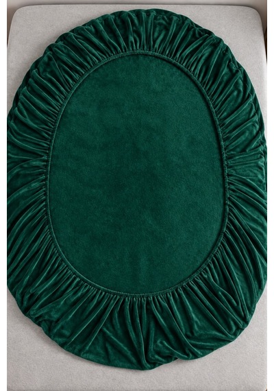 Kadife Kumaş Çift Kişilik Fitted Lastikli Çarşaf Takımı 160x200+30 Cm Zümrüt Yeşili
