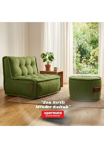 Xpermate Zen Sırtlı Minder İskandinav Tarzı Minder 80x60 Yeşil