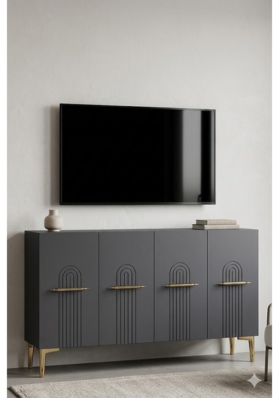 Ka1215ag İda Konsol Ve Tv Sehpası Antrasit-gold 120cm