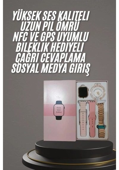 Mey İthalat Yeni Nesil Kadın Akıllı Saat Rose Gold Android Ve İos Uyumlu