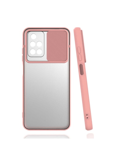 Noktaks - Xiaomi Uyumlu Xiaomi Redmi 10 - Kılıf Slayt Sürgülü Arkası Buzlu Lensi Kapak - Pembe Açık