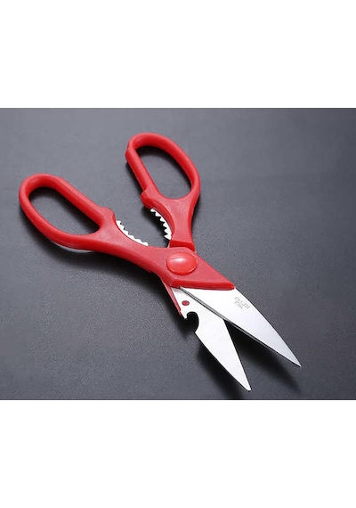 Çok Amaçlı Mutfak Makası, Plastik, Paslanmaz Çelik Kırmızı