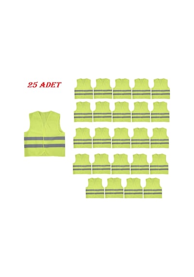 Standart Beden Ikaz Yeleği Reflektörlü Sarı Renk 25 Adet