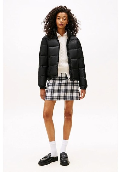 Tommy Hilfiger Kadın Gizli Kapüşonlu Crop Şişme Mont - Siyah Triple Black