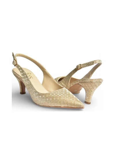 Fox Shoes Y572471514 Altın Sim Alçak Topuklu Kadın Abiye Ayakkabı Altın