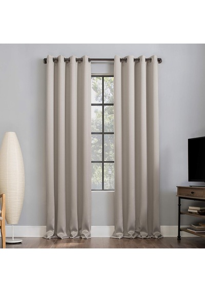 Nordic 2'li Paket Theater Grade Extreme%100 Karartma Halkalı Perde Panel Çifti, 132 Cm X 213 Cm, Taş