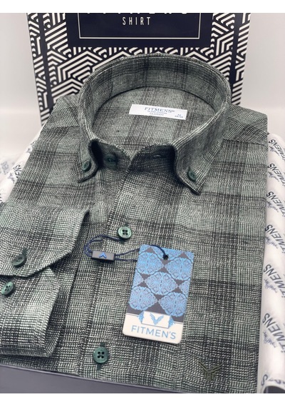 Klasik Uzun Kol Kışlık %100 Cotton Kareli Yaka Düğmeli Hediye Kutulu Erkek Gömlek Fs-003135 - Yeşil-2498 Klasik Uzun Kol Kışlık %100 Cotton Kareli Yaka Düğmeli Hediye Kutulu Erkek Gömlek Fs-003135 - Yeşil-2498