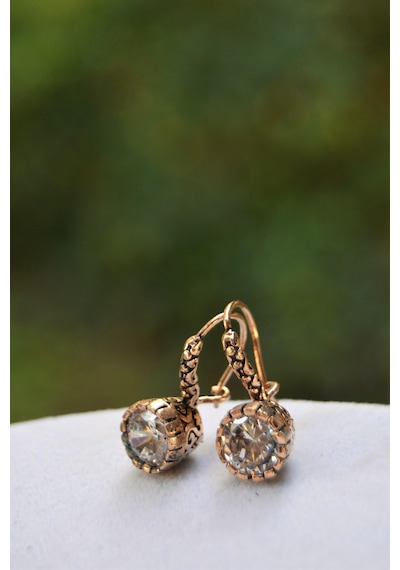 Stoneage Jewellery Elmas Görünümlü Bayan Küpe Bronz