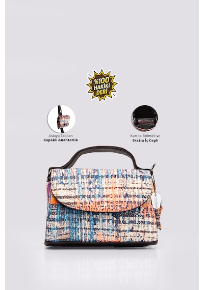 Westbag Kadın Hakiki Deri Kapaklı Omuz Çantası Kartlık Ve Anahtarlık Bölmeli Küçük Boy Çok Renkli