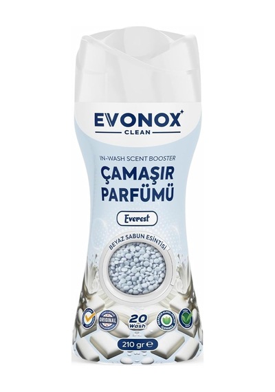 Evonox Clean Granül Çamaşır Parfümü &amp Çamaşır Yumuşatıcı Everest Beyaz Sabun Esintisi 210 Gr 10'lu Set