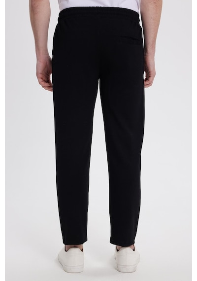 Tudors Erkek Slim Fit Dar Kesim Beli Bağcıklı 3 Cepli Geniş Paça Siyah Eşofman Altı-41907 Siyah