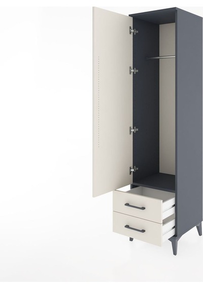 Hyperion Dolap Tek Raflı 2 Çekmeceli Tek Askılı 44x44x182 Antrasit-aytaşı Antrasit
